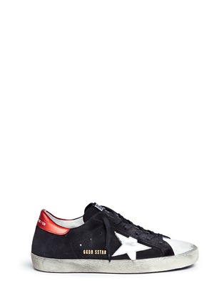 Main View - Click To Enlarge - GOLDEN GOOSE - Superstar' star patch distressed suede sneakers