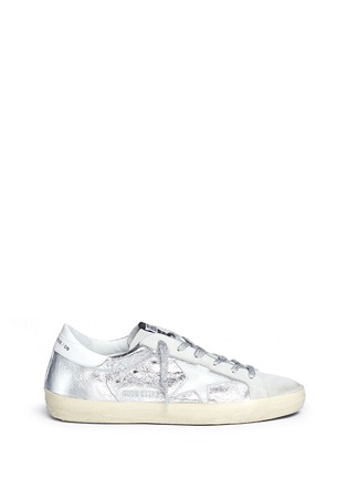 Main View - Click To Enlarge - GOLDEN GOOSE - 'Superstar' wrinkle effect laminated smudged sneakers