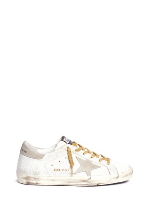 Main View - Click To Enlarge - GOLDEN GOOSE - 'Superstar' crack effect distressed leather sneakers
