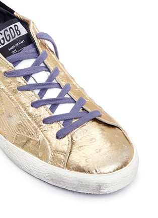 Detail View - Click To Enlarge - GOLDEN GOOSE - 'Superstar' metallic ostrich embossed leather sneakers