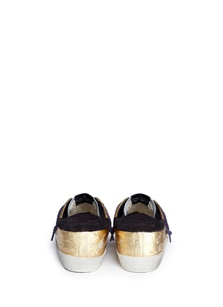 Back View - Click To Enlarge - GOLDEN GOOSE - 'Superstar' metallic ostrich embossed leather sneakers