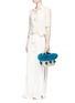 Figure View - Click To Enlarge - NANNACAY - Pompom fringe small woven reed tote