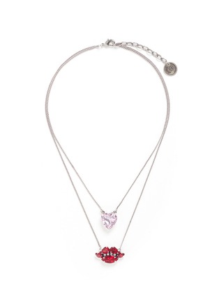 Main View - Click To Enlarge - ANTON HEUNIS - Heart and lips Swarovski crystal tiered necklace