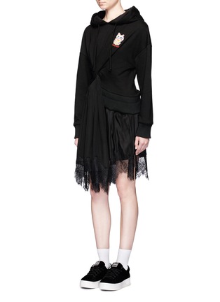 Figure View - Click To Enlarge - GROUND ZERO - Knotted front hoodie dress