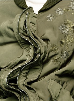 Detail View - Click To Enlarge - GROUND ZERO - Floral embroidered satin bomber jacket