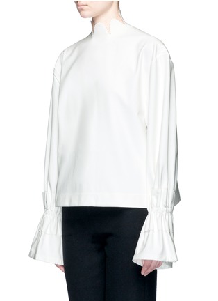 Front View - Click To Enlarge - SHUSHU/TONG - Scalloped stand collar ruffle cuff top