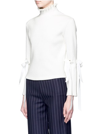 Front View - Click To Enlarge - SHUSHU/TONG - Ruffle collar split sleeve turtleneck sweater