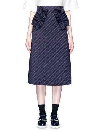 Main View - Click To Enlarge - SHUSHU/TONG - Ruffle trim stripe twill skirt
