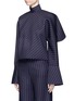 Front View - Click To Enlarge - SHUSHU/TONG - High collar open back pinstripe top