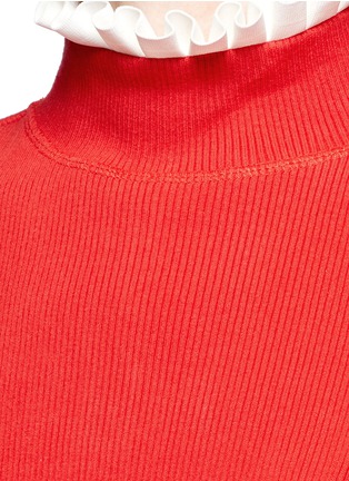 Detail View - Click To Enlarge - SHUSHU/TONG - Ruffle trim ribbon obi belt turtleneck dress