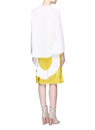 Back View - Click To Enlarge - PORTS 1961 - Ruffle draped cuff cotton poplin top