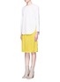 Front View - Click To Enlarge - PORTS 1961 - Ruffle draped cuff cotton poplin top