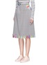 Front View - Click To Enlarge - MIRA MIKATI - Yarn embroidered houndstooth skirt