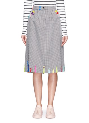 Main View - Click To Enlarge - MIRA MIKATI - Yarn embroidered houndstooth skirt