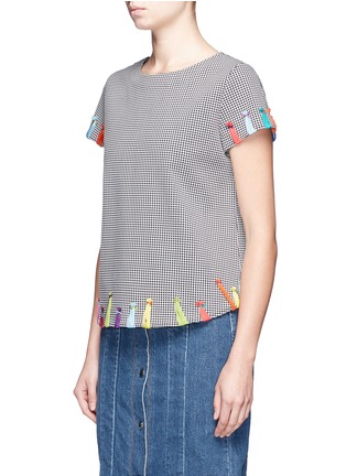 Front View - Click To Enlarge - MIRA MIKATI - Yarn embroidered houndstooth top