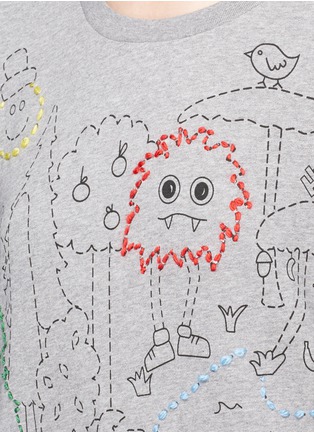 Detail View - Click To Enlarge - MIRA MIKATI - 'Happy Forest' print embroidered sweatshirt