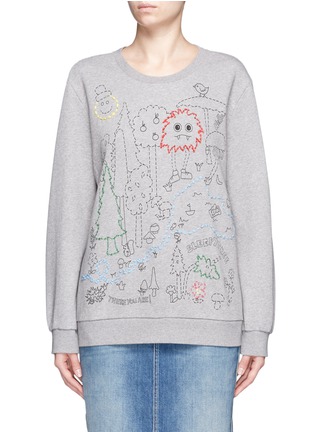 Main View - Click To Enlarge - MIRA MIKATI - 'Happy Forest' print embroidered sweatshirt