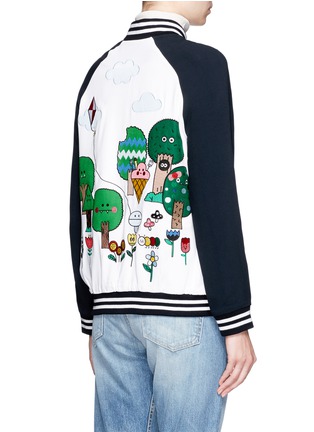 Back View - Click To Enlarge - MIRA MIKATI - 'Happy Forest' patch and embroidered bomber jacket
