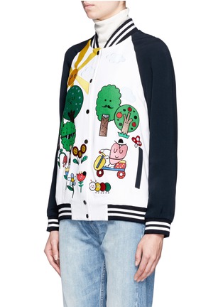 Front View - Click To Enlarge - MIRA MIKATI - 'Happy Forest' patch and embroidered bomber jacket