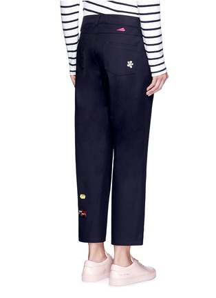 Back View - Click To Enlarge - MIRA MIKATI - Cartoon icon patch cropped twill pants