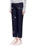 Front View - Click To Enlarge - MIRA MIKATI - Cartoon icon patch cropped twill pants