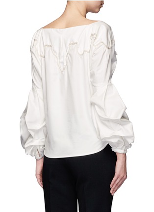 Back View - Click To Enlarge - 73052 - 'Anna Beth' puffed sleeve braided embroidery shirt