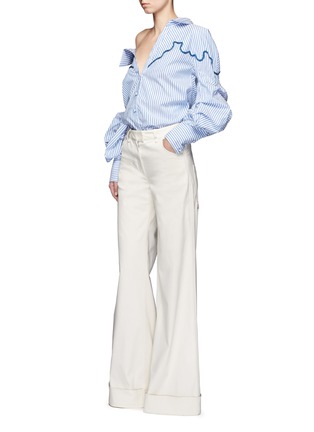 Figure View - Click To Enlarge - 73052 - 'Anelise' puff sleeve braided embroidery stripe shirt