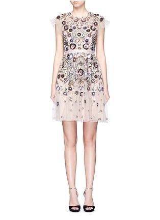 Main View - Click To Enlarge - NEEDLE & THREAD - 'Enchanted Lace' floral embellished tulle dress