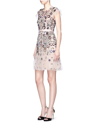 Figure View - Click To Enlarge - NEEDLE & THREAD - 'Enchanted Lace' floral embellished tulle dress