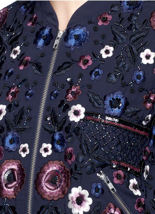 Detail View - Click To Enlarge - NEEDLE & THREAD - 'Embroidery Folk' floral bead bomber jacket