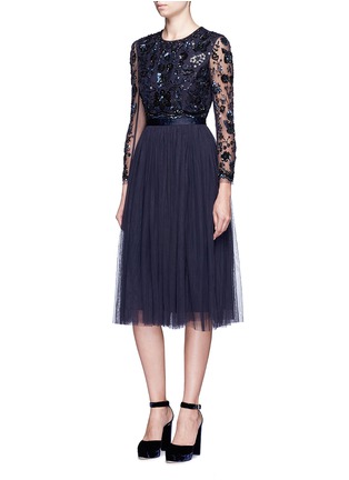 Figure View - Click To Enlarge - NEEDLE & THREAD - 'Butterfly' floral embellished tulle dress