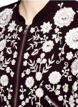 Detail View - Click To Enlarge - NEEDLE & THREAD - 'Embroidery Motif' sequin floral bomber jacket