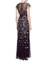 Back View - Click To Enlarge - NEEDLE & THREAD - 'Enchanted Lace' floral embellished tulle maxi dress
