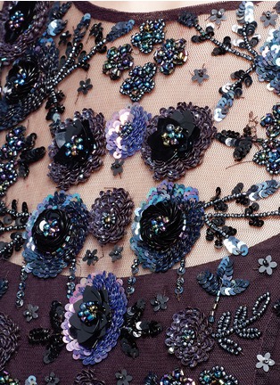 Detail View - Click To Enlarge - NEEDLE & THREAD - Floral embellished tulle midi dress