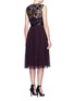 Back View - Click To Enlarge - NEEDLE & THREAD - Floral embellished tulle midi dress