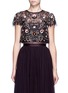 Main View - Click To Enlarge - NEEDLE & THREAD - 'Enchanted Lace' floral embellished tulle top