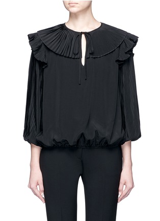 Main View - Click To Enlarge - CO - Keyhole front plissé pleated silk top