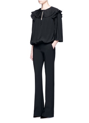 Figure View - Click To Enlarge - CO - Keyhole front plissé pleated silk top