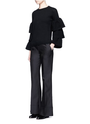 Figure View - Click To Enlarge - CO - Folded cuff wool-silk-cashmere pants