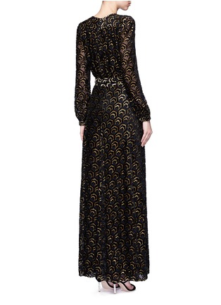 Back View - Click To Enlarge - CO - Flocked metallic floral silk blend maxi dress