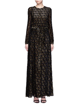 Main View - Click To Enlarge - CO - Flocked metallic floral silk blend maxi dress