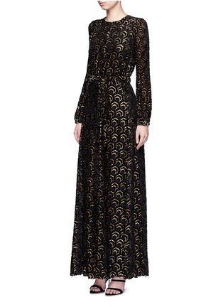 Figure View - Click To Enlarge - CO - Flocked metallic floral silk blend maxi dress
