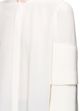 Detail View - Click To Enlarge - CO - Tiered plissé pleated sleeve silk shirt