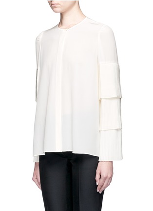 Front View - Click To Enlarge - CO - Tiered plissé pleated sleeve silk shirt