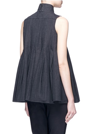 Back View - Click To Enlarge - CO - Neck tie pleated cotton denim top