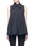 Main View - Click To Enlarge - CO - Neck tie pleated cotton denim top