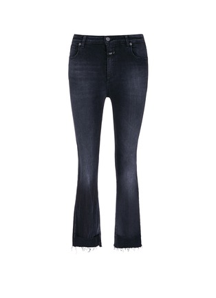Main View - Click To Enlarge - CLOSED - 'Rose' frayed cutout cropped slim fit jeans