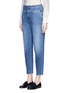 Front View - Click To Enlarge - CLOSED - 'Pedal Icon '85' frayed cuff cropped denim pants