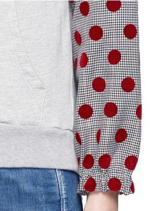 Detail View - Click To Enlarge - CLU TOO - Flocked polka dot houndstooth sleeve bomber jacket