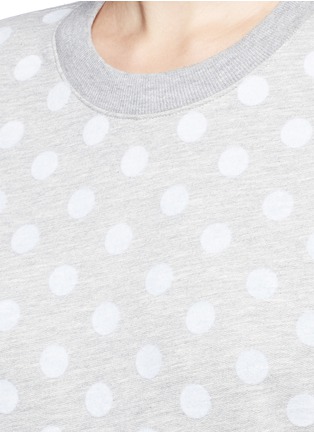 Detail View - Click To Enlarge - CLU TOO - Stripe panel flocked polka dot sweatshirt